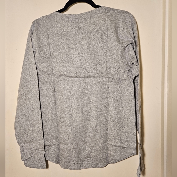 Bobi long sleeve v-neck t-shirt Heather Grey NWT - Picture 3 of 4